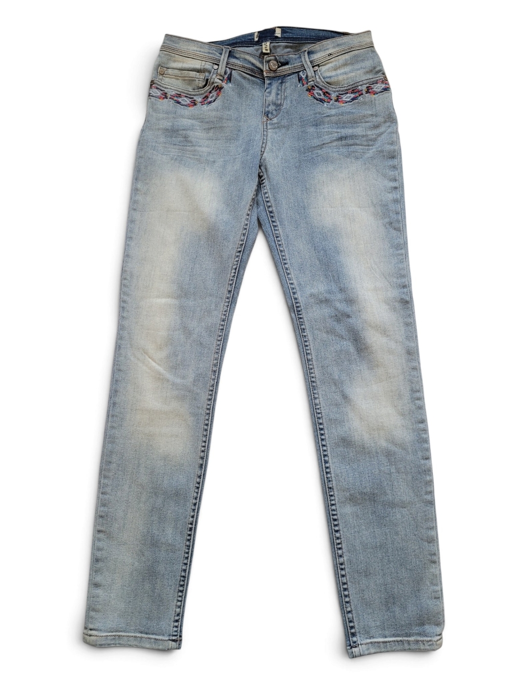 Roxy Y2K Tribal Embroiderd Low Rise Skinny Jeans Boho Blue 28